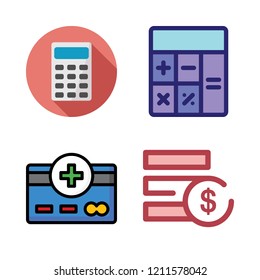 credit icon set. vector set about dollar, credit card and calculator icons set.