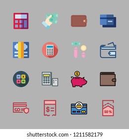 credit icon set. vector set about piggy bank, percentage, money and paid icons set.