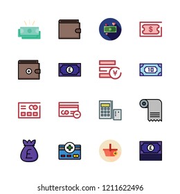 credit icon set. vector set about wallet, calculator, invoice and money icons set.