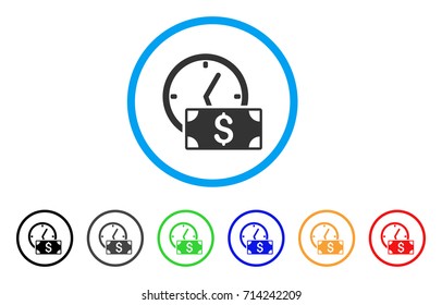 Credit icon. Vector illustration style is a flat iconic credit gray rounded symbol inside light blue circle with black, gray, green, blue, red, orange color variants.