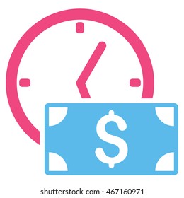 Credit icon. Vector style is bicolor flat iconic symbol with rounded angles, pink and blue colors, white background.