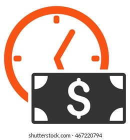 Credit icon. Vector style is bicolor flat iconic symbol with rounded angles, orange and gray colors, white background.
