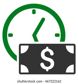 Credit icon. Vector style is bicolor flat iconic symbol with rounded angles, green and gray colors, white background.