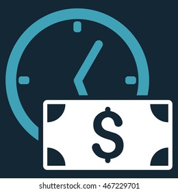 Credit icon. Vector style is bicolor flat iconic symbol with rounded angles, blue and white colors, dark blue background.