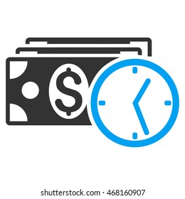 Credit icon. Vector style is bicolor flat iconic symbol with rounded angles, blue and gray colors, white background.