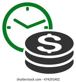 Credit icon. Vector style is bicolor flat iconic symbol with rounded angles, green and gray colors, white background.