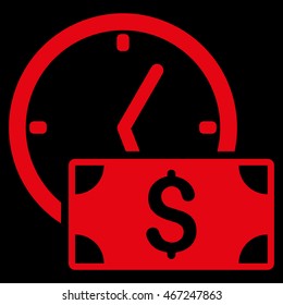 Credit icon. Vector style is flat iconic symbol with rounded angles, red color, black background.