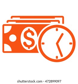 Credit icon. Vector style is flat iconic symbol with rounded angles, orange color, white background.