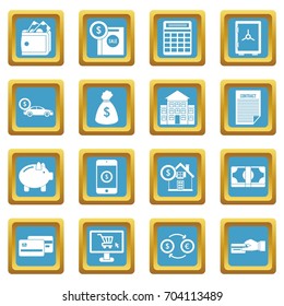 Credit icons set in azur color isolated vector illustration for web and any design