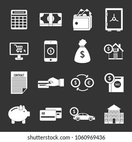 Credit icons set vector white isolated on grey background 