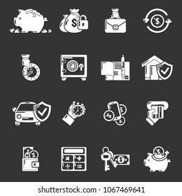 Credit icons set vector white isolated on grey background 
