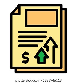 Credit income icon outline vector. Tax estate. Bill real color flat