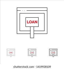 Credit, Internet, Loan, Money, Online Bold and thin black line icon set