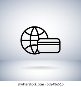  Credit kard icon flat.