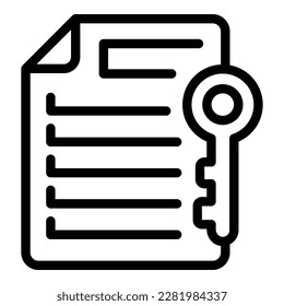 vector de contorno de icono de clave de crédito. Préstamo pequeño. digital local