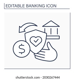 Credit life insurance line icon. Life insurance policy. Pay off loan in case of an untimely death.Banking functions concept. Isolated vector illustration. Editable stroke