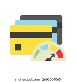 Credit Limit flat color icon, mini illustration. use for economy, business, finance, ecommerce, payment service UI, UX kit, app and web development, digital or print.