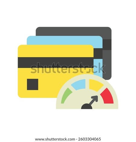 Credit Limit flat color icon, mini illustration. use for economy, business, finance, ecommerce, payment service UI, UX kit, app and web development, digital or print.