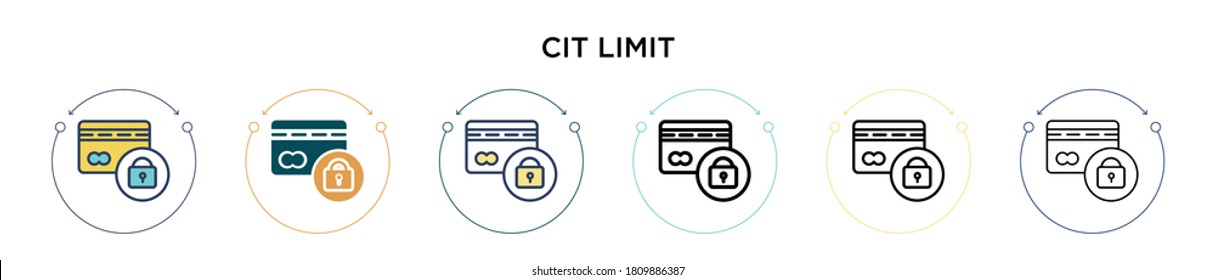 Credit limit icon in filled, thin line, outline and stroke style. Vector illustration of two colored and black credit limit vector icons designs can be used for mobile, ui, web