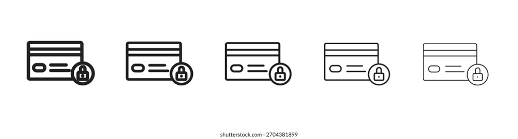 Credit limit iconBlack linear bold and thin strokes set