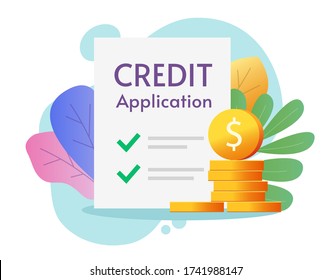 Credit loan application form approved or success paper claim financial document for borrowing money and cash vector flat illustration, concept of mortgage apply and verification colorful design