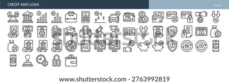 Credit And Loan Borrowing Lending Debt Financing Mortgage Interest Rate Icons Collection