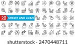 Credit And Loan icon. Funding Flow, Credit Compass, Financial Freedom, Loan Lifeline, Growth Accelerator ,Investment Ignition and Key to Opportunity