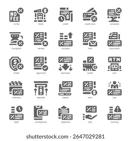 Credit and Loan Icon pack for your website, mobile, presentation, and logo design. Credit and Loan Icon solid design. Vector graphics illustration and editable stroke.