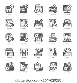 Credit and Loan Icon pack for your website, mobile, presentation, and logo design. Credit and Loan Icon outline design. Vector graphics illustration and editable stroke.