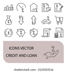 Credit and Loan icons set .Credit and Loan pack symbol vector elements for infographic web