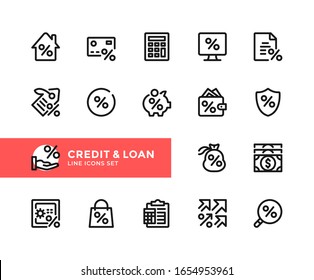 Credit and loan vector line icons. Simple set of outline symbols, graphic design elements.