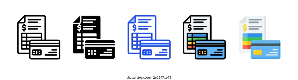 Colección de iconos de gestión de crédito con varios estilos