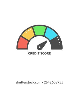 Credit meter assesses financial status isolated background graphic
