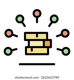 Credit money coin icon. Outline credit money coin vector icon color flat isolated
