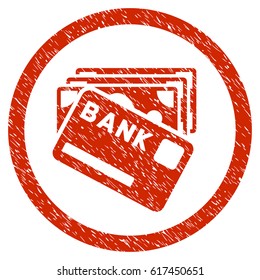 Credit Money grainy textured icon inside circle for overlay watermark stamps. Flat symbol with dust texture. Circled vector red rubber seal stamp with grunge design.