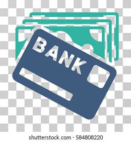 Credit Money icon. Vector illustration style is flat iconic bicolor symbol, cobalt and cyan colors, transparent background. Designed for web and software interfaces.