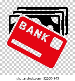 Credit Money icon. Vector pictogram style is a flat bicolor symbol, intensive red and black colors, chess transparent background. Designed for software and web interface toolbars and menus.