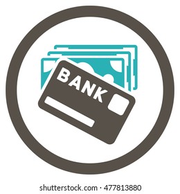 Credit Money rounded icon. Vector illustration style is flat iconic bicolor symbol, grey and cyan colors, white background.