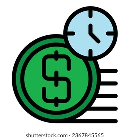 Credit money time icon outline vector. Lender card. Limit finance color flat