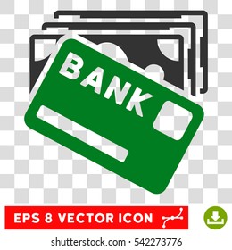 Credit Money vector icon. Image style is a flat green and gray iconic symbol.