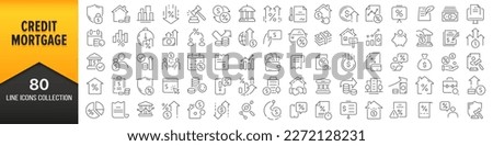 Credit and mortgage line icons collection. Big UI icon set in a flat design. Thin outline icons pack. Vector illustration EPS10