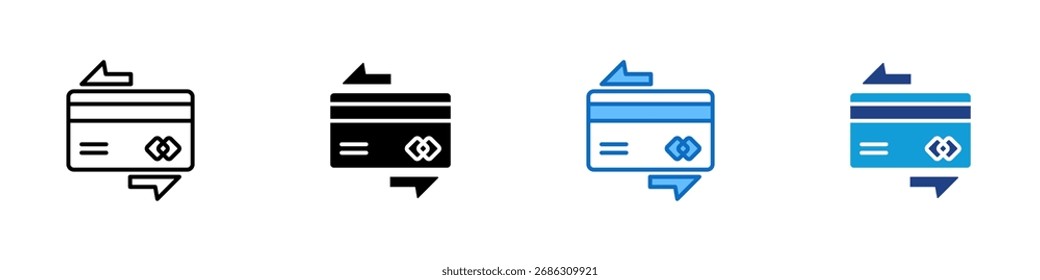Kredit Zahlung Multiple Style Icon Design Vektor - Kreditkarte mit Pfeil, die Zahlung, Transaktion und finanzielle Aktivität darstellt