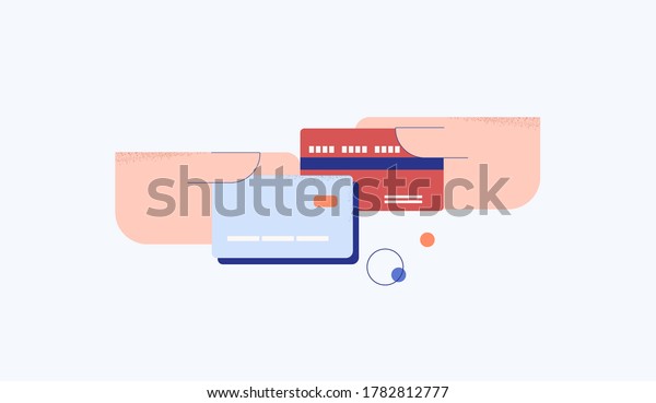 Credit payment\
shop delivery illustration. Online prepayment with product card in\
basket indication order in store courier vector delivery flat home\
painting upon receipt\
purchase.