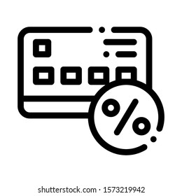 Credit Percentage Card Icon Vector. Outline Credit Percentage Card Sign. Isolated Contour Symbol Illustration