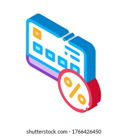 Credit Percentage Card Icon Vector. Isometric Credit Percentage Card sign. color isolated symbol illustration