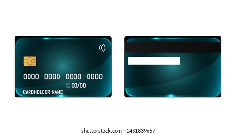 Credit plastic card with emv chip. Contactless payment