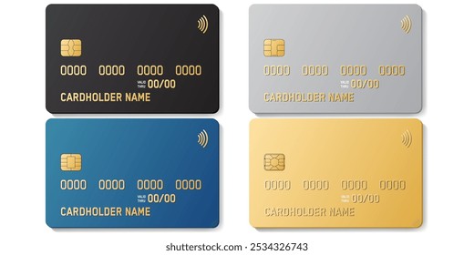 Credit plastic card with emv chip. Contactless payment. NFC bank card.