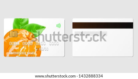 Credit plastic card with emv chip. Contactless payment