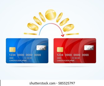 Credit Plastic Card to Card Money Transfer Concept Design Web Element for Business. Vector illustration