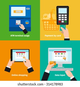 Credit plastic card usage. ATM, cashless payment and online payment